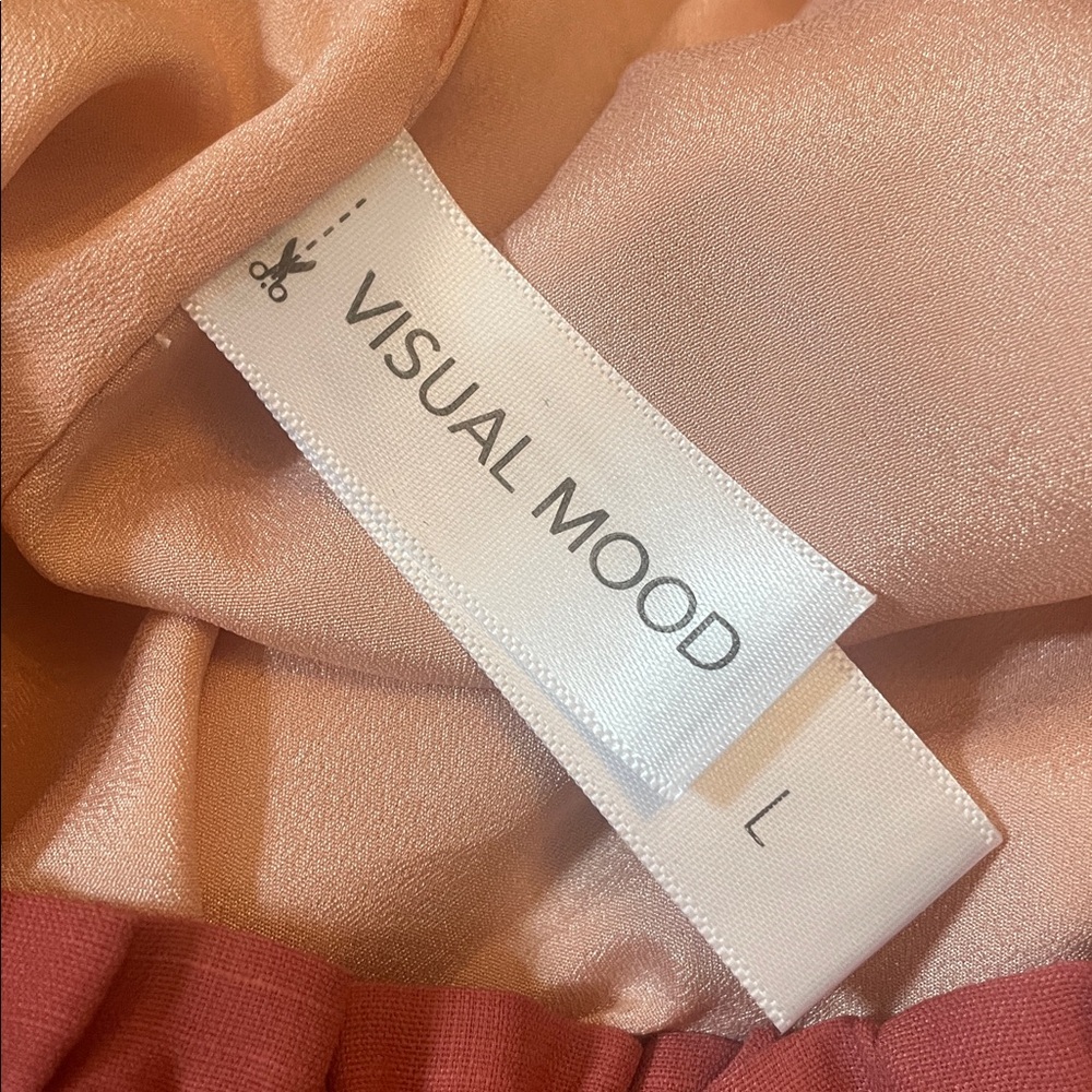 Visual Mood Tiered Ruffle Maxi Skirt in Pink and Olive with Leaf Print Large - Picture 4 of 6